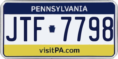 PA license plate JTF7798