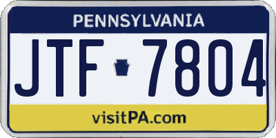 PA license plate JTF7804