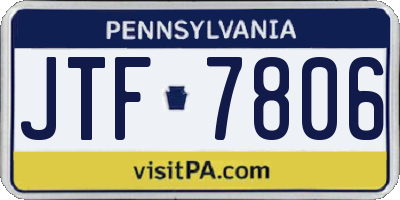 PA license plate JTF7806