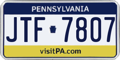 PA license plate JTF7807