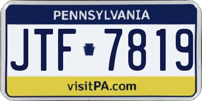 PA license plate JTF7819