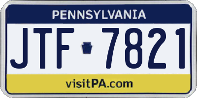 PA license plate JTF7821