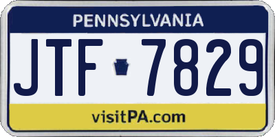 PA license plate JTF7829