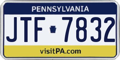 PA license plate JTF7832