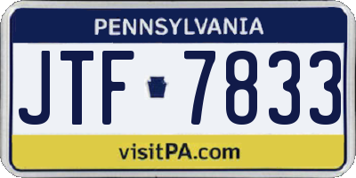 PA license plate JTF7833