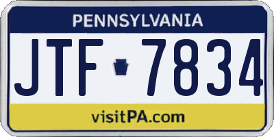 PA license plate JTF7834