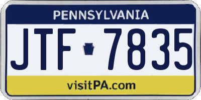 PA license plate JTF7835
