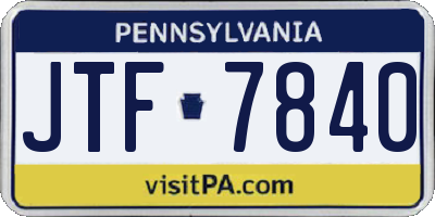 PA license plate JTF7840