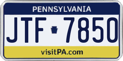 PA license plate JTF7850