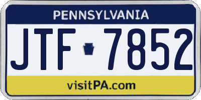 PA license plate JTF7852
