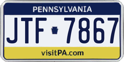 PA license plate JTF7867