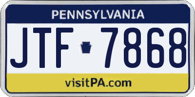 PA license plate JTF7868