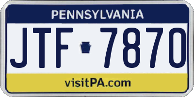 PA license plate JTF7870