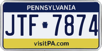 PA license plate JTF7874