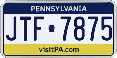 PA license plate JTF7875