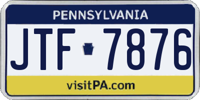 PA license plate JTF7876