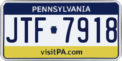 PA license plate JTF7918