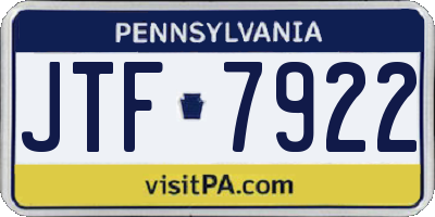 PA license plate JTF7922