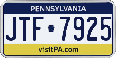 PA license plate JTF7925