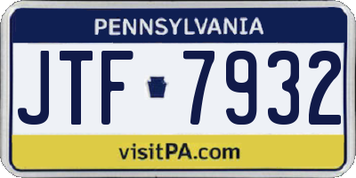 PA license plate JTF7932