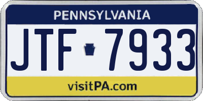 PA license plate JTF7933