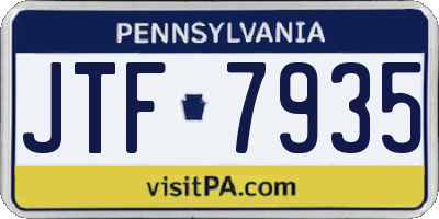 PA license plate JTF7935