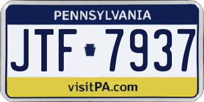 PA license plate JTF7937