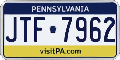 PA license plate JTF7962