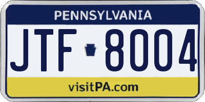 PA license plate JTF8004