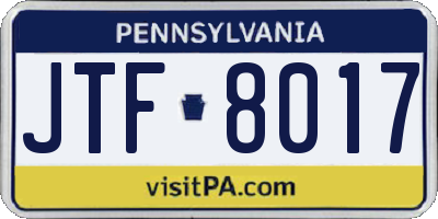PA license plate JTF8017