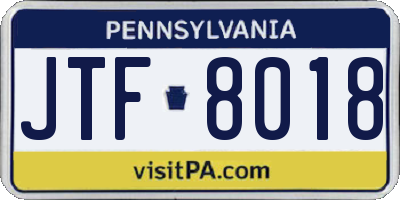 PA license plate JTF8018