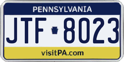 PA license plate JTF8023