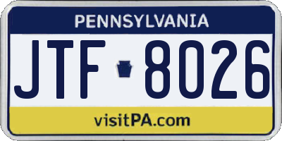 PA license plate JTF8026