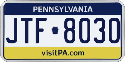 PA license plate JTF8030