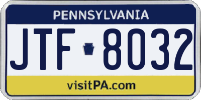 PA license plate JTF8032