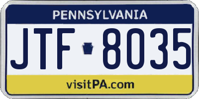 PA license plate JTF8035