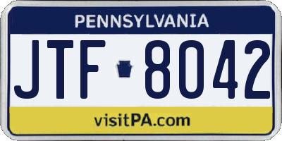 PA license plate JTF8042
