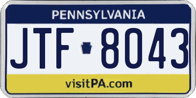 PA license plate JTF8043