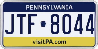 PA license plate JTF8044