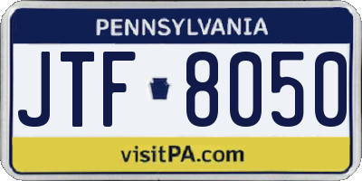 PA license plate JTF8050