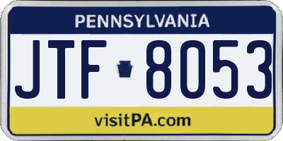 PA license plate JTF8053