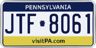 PA license plate JTF8061