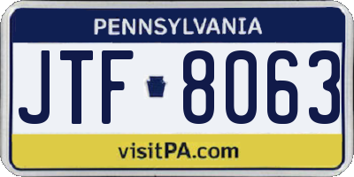 PA license plate JTF8063