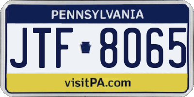 PA license plate JTF8065