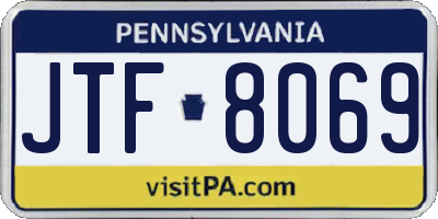 PA license plate JTF8069