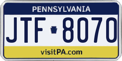 PA license plate JTF8070