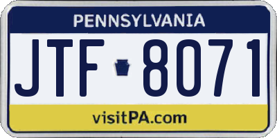 PA license plate JTF8071