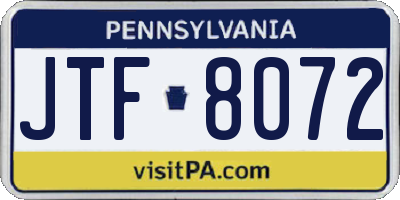 PA license plate JTF8072