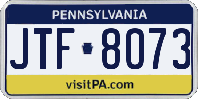 PA license plate JTF8073