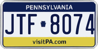 PA license plate JTF8074
